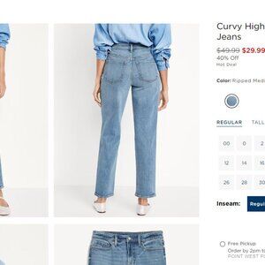 Old Navy High Rise Curvy OG Loose Secret Smooth Pockets 4